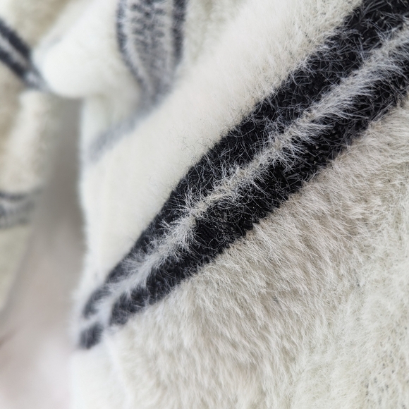 Anthropologie Solitaire Sweater Womens Small Blue Striped Cardigan Eyelash Long - Picture 10 of 14